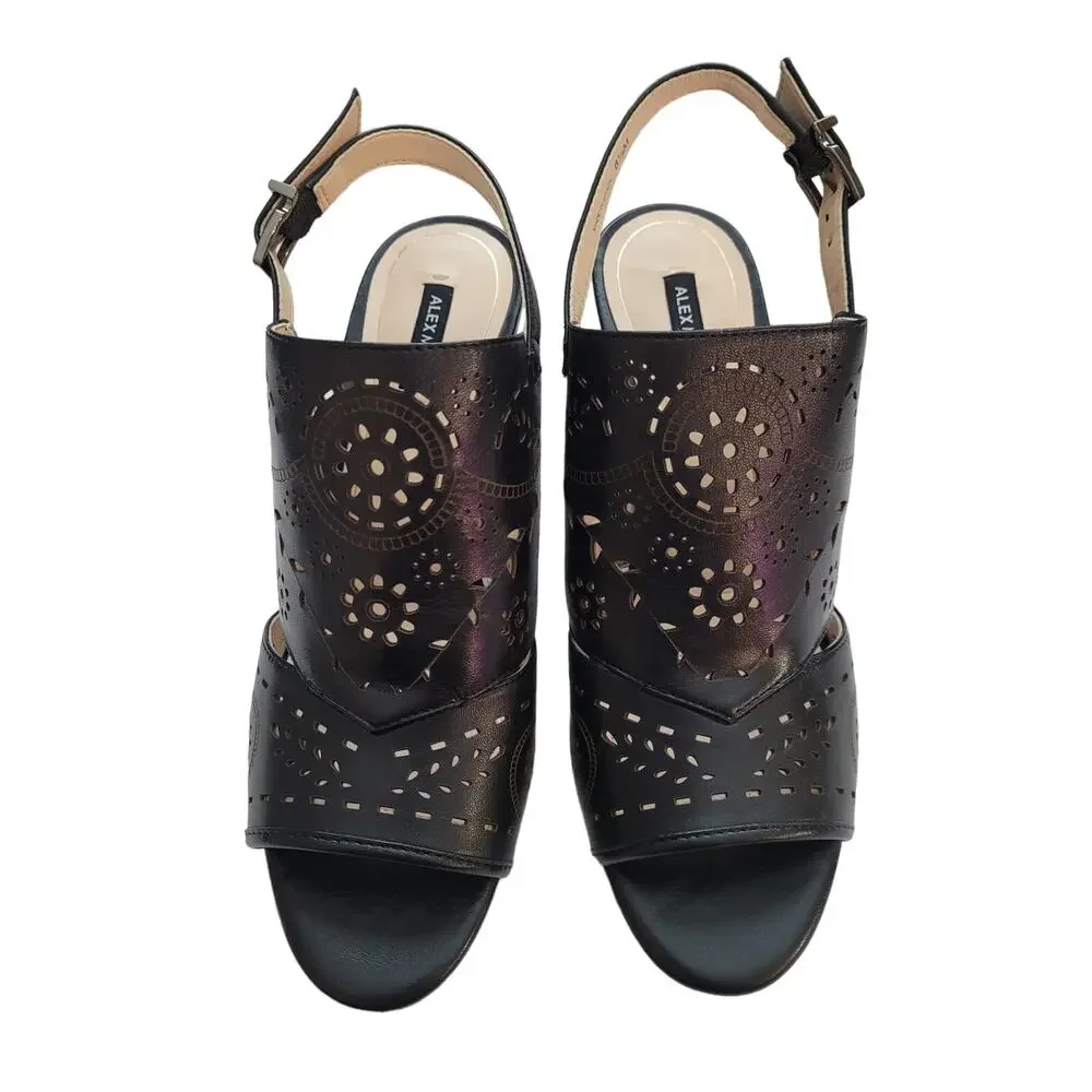 Alex Marie Black Chunky Heel Mules, sz. 8 1/2